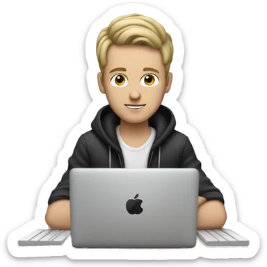 white boy Music producer with a macbook  sticker