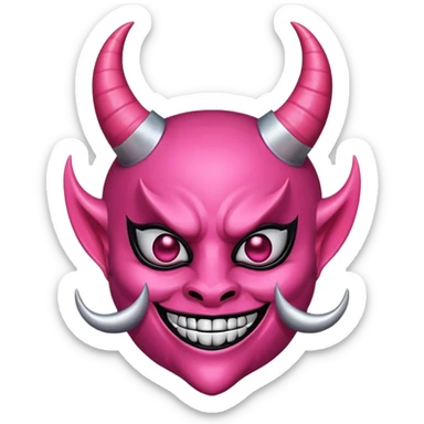 A pink girly oni mask with devil horns  sticker
