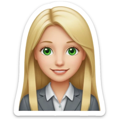 Green eyes office girl with straight long blonde hair barboe sticker