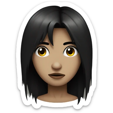 emo black hair covering one eye  sticker