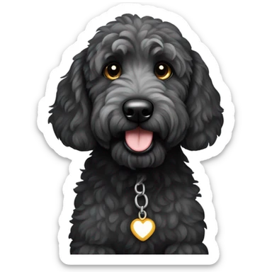 Black goldendoodle with gray spots and a gray paw  sticker