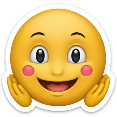 Crea un emoji redondo de color negro con cara feliz sticker