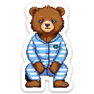 bear in striped pajamas sitting sticker