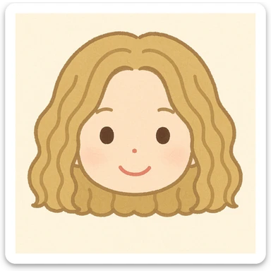 Redraw the head only (no neck) in the style of Irasutoya, which is a cute, simple Japanese illustration style with soft colors and round features. Focus on making the head look adorable and simple with gentle color tones and smooth, rounded shapes. sticker