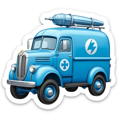 The Flintstones shiny crushed iced-blue frozen Scooby Doo 1945 Lightning Bug busters liquidator’s antique long-wheelbase snub-nose off-road moving truck  sticker