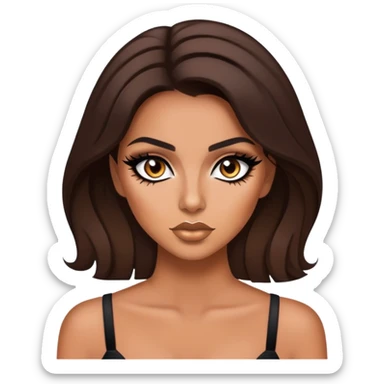 tan skin, brunette, baddie, pretty makeup, black eyeliner sticker