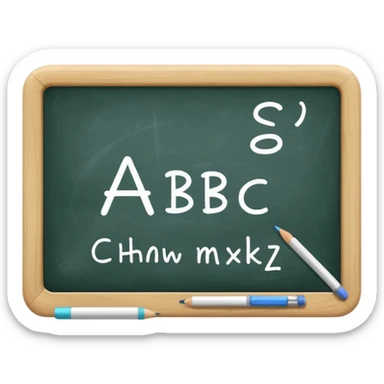 Whiteboard with ABC written on with handwriting sticker