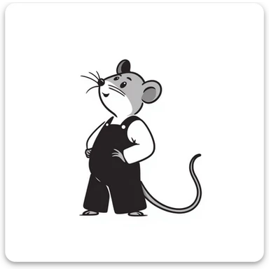 Simple hand-drawn mouse with whiskers and a long tail sticker