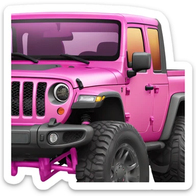 Realistic hot pink to pastel pink ombre Jeep Gladiator truck. sticker
