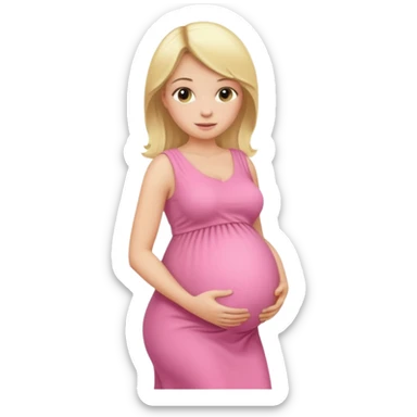 blond pregnant woman in pink sticker