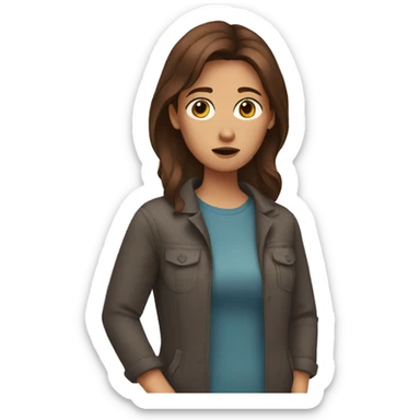 worried woman brown hair sticker