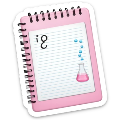 open baby pink note book with neat chemistry notes sticker