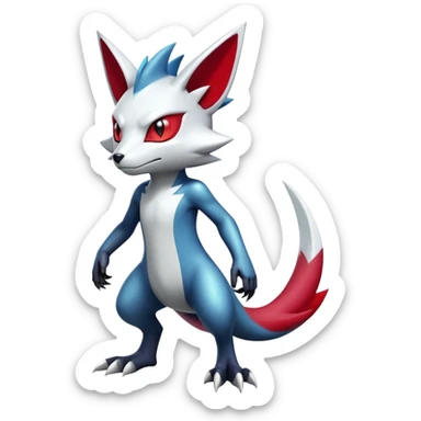 Cool Edgy Badass Shiny Futuristic Ethereal Legendary Digimon-Sneasel-Zangoose-hybrid full body sticker