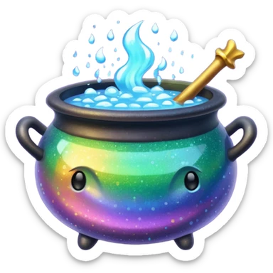 glitter cauldron sticker