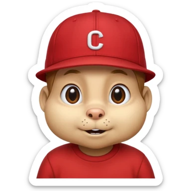 CHIPMUNK ALVIN FROM ALVIN AND THE CHIPMUNKS WITH RED SHIRT AND RED HAT VERY SKINNY AND MALNOURISHED. SKINNY THIN BODY CHIPMUNK HE HAS TO BE A CHIPMUNK sticker