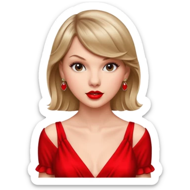 Taylor Swift red lips and elegant look sticker