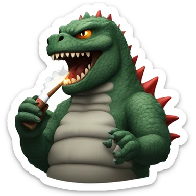 Angry Kaiju Godzilla smoking a big cigar sticker