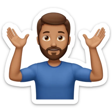 A man with brown hair and beard with his arms open waiting for a hug sticker