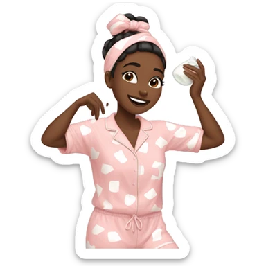 Aesthetic Girl doing skincare wearing coquette pajamas sticker