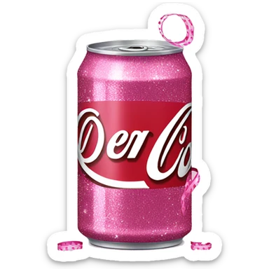 Pink can of Diet Coke with glitter and ribbon  sticker
