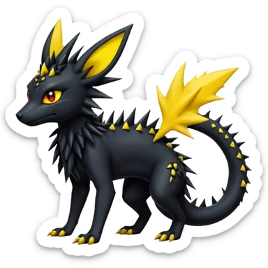 Dark Edgy Salandit-Jolteon-Umbreon-Fakémon-hybrid-creature (full body)  sticker
