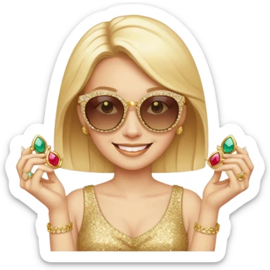 Cat wearing sunglasses smiling superstitious woman squeezing her family jewels sticker