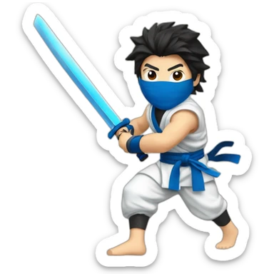ryu,ninja,barefoot,blue-sleeveless-outfit,blue-ninja-mask,running-to-the-right,slashing-sword sticker