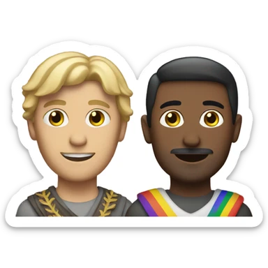 Two europeans mens with pride flag sticker