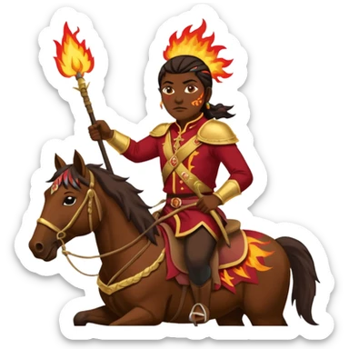 FSU chief Osceola with war paint on face riding horse and planting flaming spear sticker