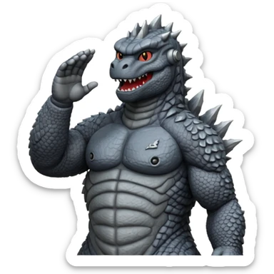 godzilla saluting sticker