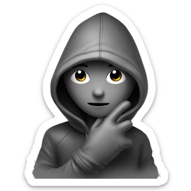 grayscale mysterious hooded boy in gloves sticker