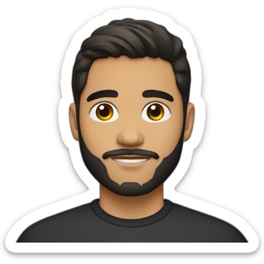 25 year old Hispanic man with a beard and thick eyebrows light skin, black shirt and side fades sticker