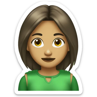 chica con media melena y ojos verdes pelo castaño sticker