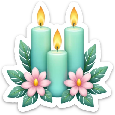 Aesthetic scenic romantic pastels beautiful gorgeous holy divine spiritual pretty elegant sparkly shiny scene of Candles, flowers, plants leaves, scenic aesthetic scenery sticker