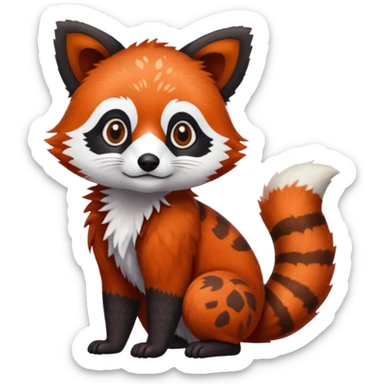 Black-eared Realistic patterned speckled flurry scaly 4-legged quadrupedal Red-Panda-Munchkin-Kitten-Lemur-Raccoon-Dog-Red-Fox-animal-fusion-hybrid, Full body sticker