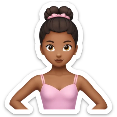 Create a brown skin black girl with a sleek ballerina bun sticker