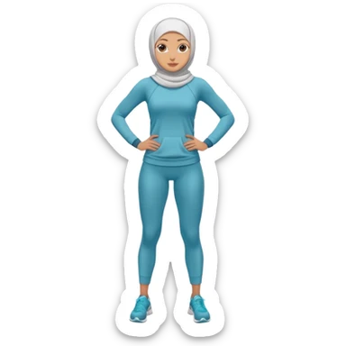 High resolution full body of a girl wearing a hijab and is a fitness trainer sticker