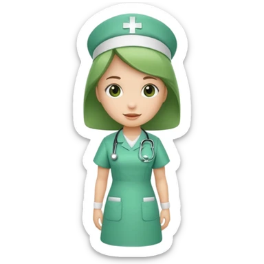 green dressed nurse sticker