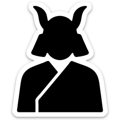 minimalist solid icon of a Japanese samurai warrior sticker