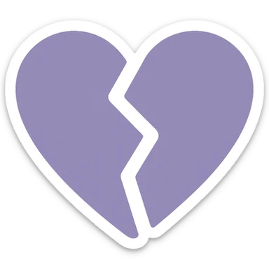 A dull purple broken heart sticker