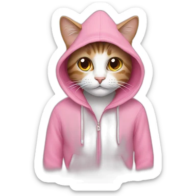 Cat pink hoodie sticker