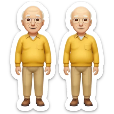 A 3D cartoon elderly man entirely yellow, styled like Grandpa Simpson, bald head with few hair strands, wrinkled face, yellow shirt and trousers, kind smile, cinematic Memoji-style render matching other Simpsons characters. sticker