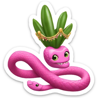 Pink snake with jalapeño and tiara  sticker