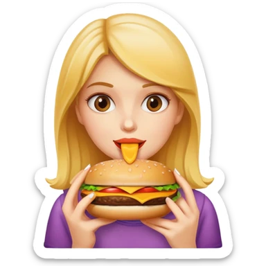Girl eating cheeseburger sticker