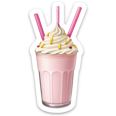 birthday cake milkshake with one pink straw sticker