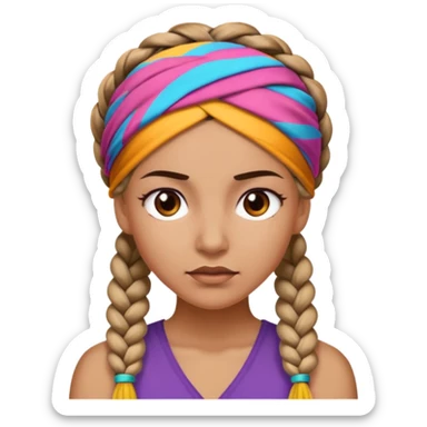big lose braided woman face wiith big visible braids and headband on head sticker
