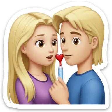 Girl with long blonde hair gives blowjob to a man sticker