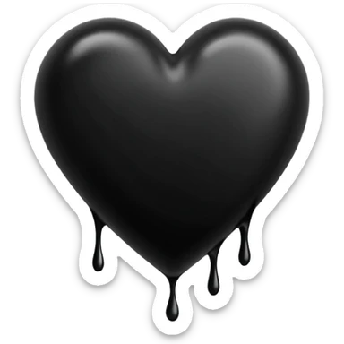 black ink blob heart emoji with ink streaks, isolated on white background, grunge, like pen stroke, flat sticker