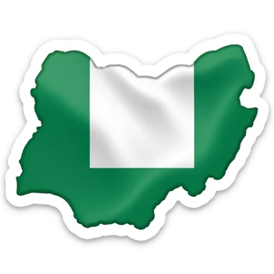 "Nigeria outline filled with the Nigerian flag colors, green-white-green, simple and bold, vector-style, clean and vibrant." sticker