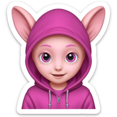 Aliens Pink, hoodie, cute big eyes, big ears sticker